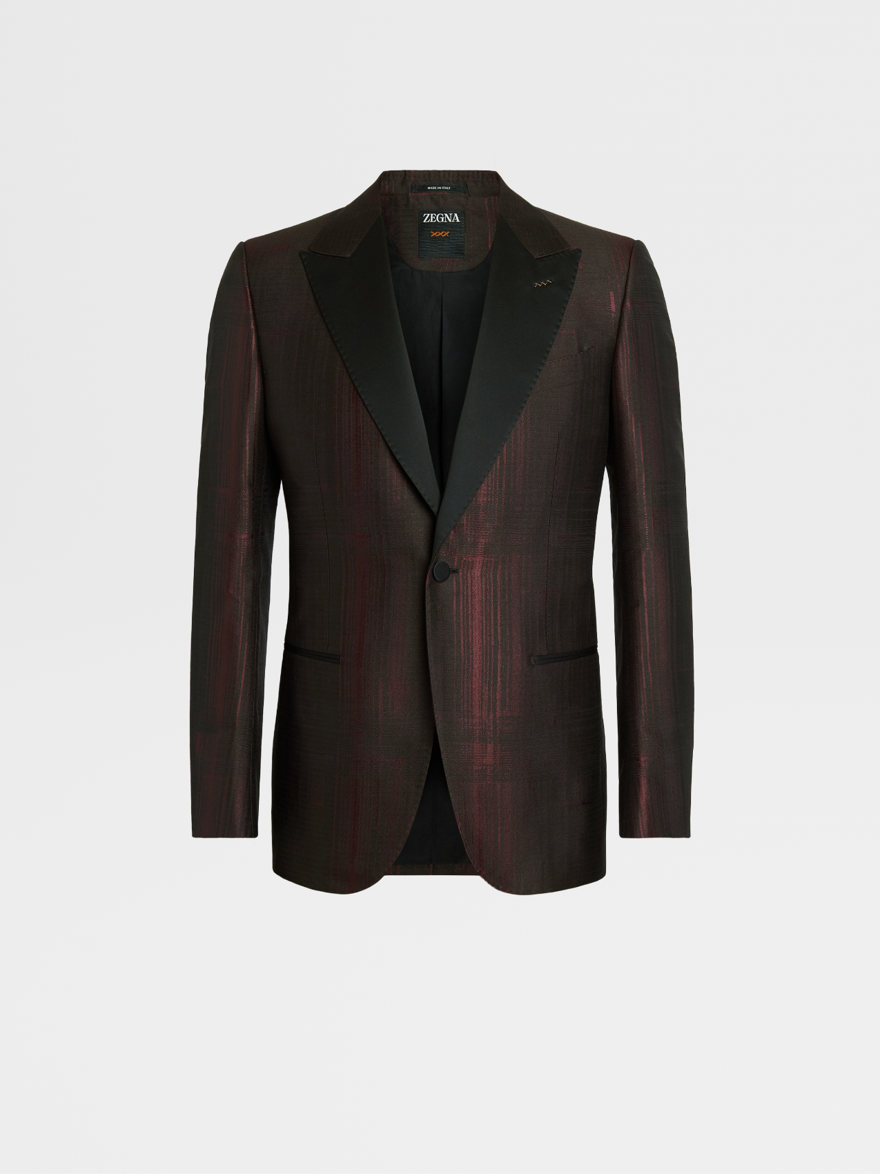 Dark Brown and Burgundy Silk and Wool Evening Jacket